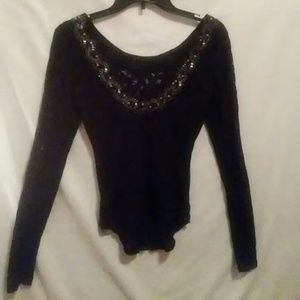 NWOT Free people long  sleeve lace/ beaded top